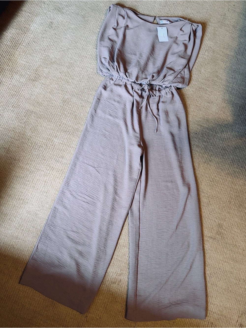 Zoey Reva Shop Neighbor Wide-Leg pant and crop top 2 piece set in Mocha NWT